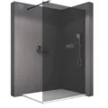 Produktbild: BERNSTEIN Duschwand Glas Duschabtrennung Walk-In Dusche Nano ESG Echtglas Duschtrennwand EX101 Schwarz graues Glas 110 x 200 cm