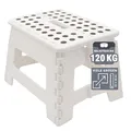Produktbild: ZOLLNER Tritthocker faltbar - Klapphocker für Kinder und Erwachsene bis 120kg - Anti-Rutsch-Beschichtung - mit praktischem Tragegriff - extrem leicht - 22 cm hoch - Kunststoff - weiß
