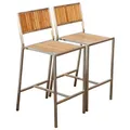 Produktbild: ASS ALEOS. 2 Stück Edelstahl Teak Barhocker Barsessel Bistrosessel Bistrohocker Massive Ausführung A-Grade Teakholz MEXIKO Gartenmöbel Modell: MEXIKO