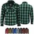 Produktbild: BULLDT Motorradjacke BLD1201 (mit 4 CE-Protektoren) BULLDT Herren Motorradhemd Holzfäller-Look Hemd grün 58/3XL