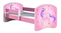 Produktbild: Kinderbett Jugendbett mit einer Schublade und Matratze Rausfallschutz Rosa 70 x 140 80 x 160 80 x 180 ACMA II (17 Pony, 70 x 140 cm)