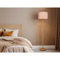 Produktbild: Led Stehlampe Mit Stoff Lampenschirm Weiß & Holz Fuß Höhe 162cm