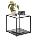 Produktbild: Relaxdays Beistelltisch Glas mit 2 Ablagen Schwarz,Transparent