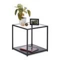 Produktbild: Beistelltisch glas Couchtisch schwarz Kaffeetisch modern Ablagetisch Metall