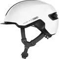 Produktbild: ABUS Fahrradhelm HUD-Y - mit magnetischem, aufladbarem LED-Rücklicht & Magnetverschluss - Stilsicherer Urban-Helm für den Alltag - für Damen und... - Weiß
