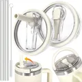 Produktbild: Vautvis Stanley Cup Deckel Auslaufsicher, 2 Stück Deckel Auslaufsicher Dicht für Stanley Cup 40oz mit 2 Trinkhalmen and 1 Strohhalm Bürste, Ersatzdeckel Zubehör (Beige)