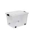 Produktbild: Kreher Aufbewahrungsboxen mit Deckel und Rollen. In Transparenter Ausführung aus robustem Kunststoff. In verschiedenen Größen (wählbar). (100 Liter)