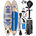 Produktbild: BRAST® SUP Board Summer | Aufblasbares Stand up Paddle Set | 320x81x15cm viele Modelle | 5 Jahre Garantie | inkl. Sonderzubehör | 2in1 Paddel Kajak-Sitz Action-Cam-Halterung Fußschlaufe | Natural Blau