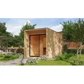 Produktbild: Karibu Saunahaus Außensauna Gartensauna Miramar unbehandelt Ofen 9 KW externe Strg easy 73mm gedämmte Elemente  425x217x242 cm