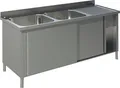 Produktbild: KBS Spülschrank 2 Becken links mit Schiebetüren und Aufkantung 1400x700x850 mm