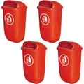Produktbild: 4 Abfallbehälter/Papierkorb für den Außenbereich, 50 Liter, nach DIN 30713, rot - Rot