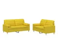 Produktbild: vidaXL Sofa, 2-tlg. Sofagarnitur mit Kissen Hellgelb Stoff