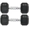 Produktbild: HOMCOM Hexagon Hanteln, 2er Set Hanteln mit gerändeltem Griff, Kurzhantelset aus Gusseisen, 2 x 6 kg, Kurzhanteln für Männer Frauen, Zuhause, Fitnessstudio, Krafttraining