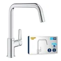 Produktbild: GROHE Start, Niederdruck Küchenarmatur mit hohem Auslauf (Wasserhahn Küche für offene Warmwasserbereiter, 150° schwenkbar, wassersparend, werkzeugfreie Spülbecken-Montage), chrom, 1012420000