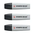 Produktbild: STABILO 3 Stück Textmarker Boss Original, Pastell, abgeschrägte Spitze, 2 – 5 mm, Graupuder