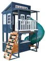 Produktbild: KidKraft Cozy Escape Spielturm mit Rutsche – Zweistöckiges Outdoor Klettergerüst mit Tunnelrutsche, Kletterwand & Spielküche