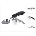 Produktbild: Toolbrothers 4 in 1 Multifunktions - Besteck Set in schwarz aus Löffel, Messer, Gabel, Flaschenöffner Campingausrüstung, faltbar, leicht zu reinige