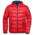 Produktbild: Men's Down Jacket Ultraleichte Daunenjacke mit Kapuze in sportlichem Style rot/blau, Gr. XL