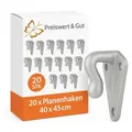 Produktbild: Planenhaken 20er Set 40x45 mm aus feuerverzinktem Gusseisen. Dreiloch-Haken für Anhängernetze und Planen. Robust, korrosionsgeschützt, ideal für Autoanhänger.