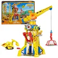 Produktbild: Rubble & Crew - Kran-Spielset Baupfoten Hof 68 cm, mit Rubble-Figur, Planierraupen-Fahrzeug und 340 g Build-it Kinetic Sand, Licht und Sound, ab 3 Jahren