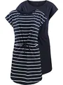 Produktbild: ONLY Damen Sommer Mini Kleid onlMAY S/S Dress 2er Pack Grösse XS S M L XL XXL Gestreift Schwarz 100% Baumwolle, Größe:XL, Farbe:Night Sky Primo Stripe