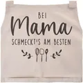 Produktbild: SpecialMe® Kochschürze Damen mit Spruch Bei Mama schmeckts am besten Küchenschürze Geschenk Mutter Baumwolle Natur unisize