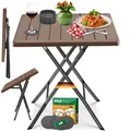 Produktbild: KESSER® Balkontisch klappbar Wetterfest & UV-beständig Balkonmöbel Beschichteter Stahl Outdoor Gartentisch Gartenmöbel mit 6 Filz-Untersetzer Bistrotisch bis zu 100 kg belastbar