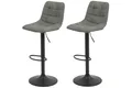 Produktbild: 2er Set Barhocker Yvonne Vintage Grau, 360° drehbar, höhenverstellbar 62-83cm, grauer Trompeten-Fuß