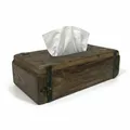 Produktbild: LS-LebenStil Vintage Holz Tissuebox Unika - alte Ziegelform - Braun 31x15cm - Tücherbox Kosmetiktücher-Box Taschentuch-Spender Box Spender für Kleenex Feuchttücher feuchtes Toilettenpapier