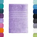 Produktbild: Lavea Badetuch 100x150cm - großes Badehandtuch zum einkuscheln, abtrocknen und als Strandhandtuch - 1x in Fliederlila - 100% GOTS zertifizierte Bio-Baumwolle - Badetücher aus unserer Premium Serie