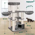 Produktbild: Kratzbaum für Katzen groß 161 cm hoch Massiver Katzenbaum happypet® XXL Spieltau