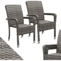 Produktbild: Juskys Polyrattan Gartenstühle Yoro 4er Set - mit Armlehnen & Rückenlehne - 4 Stühle stapelbar - Rattan Stuhl Garten - Stapelstuhl Grau-meliert - Grau
