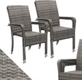 Produktbild: Juskys Polyrattan Gartenstühle Yoro 4er Set - mit Armlehnen & Rückenlehne - 4 Stühle stapelbar - Rattan Stuhl Garten - Stapelstuhl Grau-meliert