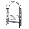 Produktbild: Rosenbogen mit Bank Torbogen Gartentor Rankgitter Rankhilfe Turin Stahl schwarz