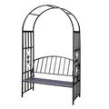 Produktbild: Rosenbogen mit Bank Torbogen Gartentor Rankgitter Rankhilfe Turin Stahl schwarz