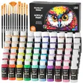 Produktbild: Shuttle Art 72 Stück Acrylfarben Set, 60 bunte Acryl Farben in Flaschen (je 60ml), hochpigmentiert, ungiftig, Acrylfarbe wasserfest für Künstler, Anfänger, Erwachsene auf Leinwand, Steine, Holz