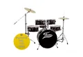 Produktbild: FAME Schlagzeug,Schlagzeug Practice Set Inklusive Cymbals und Hocker Kompaktes Drum-Set mit 20 Zoll BassDrum Mischholz Kessel Hochglanz Schwarz Inklusive Hardware und Aufbauanleitung Ideal für Zuhause und Proberaum, Schlagzeuge, Drum-Sets, Schlagzeug Practice Set, Kompaktes Drum-Set, Drum-Set