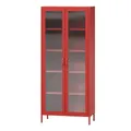 Produktbild: Jan Nowak 2-türiger Vitrinenschrank - Angelo - 80 x 185 x 45 cm - 4 Verstellbare Ablagen, Gehärtetes Glas, Wandmontage - Glasvitrine Stehend, Vitrine Glas, Wohmzimmerschrank Glitzernd - Rot