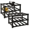 Produktbild: Koopman Weinregal Flaschenständer Flaschenregal Braun Kunststoff 2 er Set, 2-tlg., passend für 24 Flaschen, Schwarz, Kunststoff, Leicht schwarz
