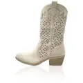 Produktbild: Nowaland Damen Sommerstiefel im modischen Cowboy-Stil Stiefel Seitlicher Reißverschluss-luftiges Cut-Out-Design-femininer Silhouette beige 37 EU