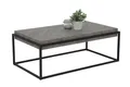 Produktbild: Couchtisch Carlos - Platte 10cm stark - Nachbildung Fischgräte Grau - Metallgestell Schwarz matt - 114x64x42cm