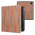 Produktbild: kwmobile Klapphülle kompatibel mit Kobo Kobo Libra Colour/Tolino Vision Color Hülle - eReader Case - Farbenfroh karriert Gelb Rot Grün