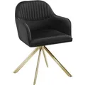 Produktbild: Tectake Samt Drehstuhl Lona Gepolstert Mit Durchgehender Lehne   59 x 56 x 81 cm Schwarz Gold