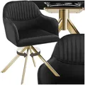 Produktbild: tectake® Esszimmerstuhl drehbar, Armlehnstuhl drehbar, ergonomischer Stuhl Samt, Stühle für Esszimmer, Möbel für Wohnzimmer, Arbeitszimmer, Esstisch, Schminktisch - schwarz/Gold