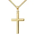 Produktbild: JEVELION Kreuzkette Kreuz Anhänger 333 Gold - Made in Germany (Goldanhänger, für Damen und Herren), Mit Kette vergoldet- Länge wählbar 36 - 70 cm.