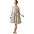 Produktbild: dressforfun Midi Dirndl Damen, Trachten Dirndlkleid Damen, mit Ornamenten und Satin Zierschnürung Trachtenmieder, Trachtenrock, mit Spitzen Schürze Dirndl, mit Dirndlbluse kombinierbar, rosé/beige, 40