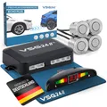 Produktbild: FRONT Display Premium Einparkhilfe Rückfahrwarner PDC 4 Sensoren e13 Silber VSG