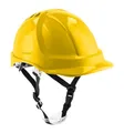 Produktbild: HÖGERT TECHNIK - Schutzhelm PLONER gelb, Bauhelm aus ABS, EN 397, Ratschensystem, Belüftung, Kinnriemen, Arbeitshelm für Baustelle & Industrie, Sicherheitshelm verstellbar