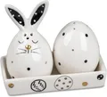 Produktbild: Salz + Pfeffer Streuer Deko 3-tlg. Set Hase und Ei Frühstück Essen Ostern