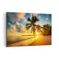 Produktbild: Bilder auf Leinwand 100x70cm Leinwandbild mit Rahmen Meer Strand Palme Groß Wanddeko Bild Schlafzimmer Küche Deko Wandbilder Dekoration Wohnzimmer Wall Decor Canvas Wand Kunstdruck Art AA100x70-3922